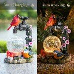 Solar Bird Garden Decor with Crackle Globe