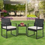 3-Piece Rattan Wicker Bistro Set for Outdoors