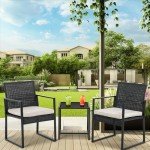 3-Piece Rattan Wicker Bistro Set for Outdoors