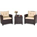 Tangkula 3-Piece Outdoor Wicker Sofa Set