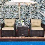 Tangkula 3-Piece Outdoor Wicker Sofa Set