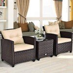 Tangkula 3-Piece Outdoor Wicker Sofa Set