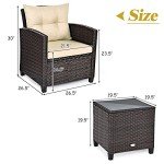 Tangkula 3-Piece Outdoor Wicker Sofa Set
