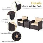 Tangkula 3-Piece Outdoor Wicker Sofa Set