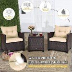 Tangkula 3-Piece Outdoor Wicker Sofa Set