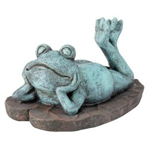 Colorful 9" Sunbathing Frog Statue for Garden