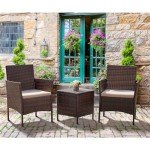 3-Piece Rattan Patio Furniture Set with Table