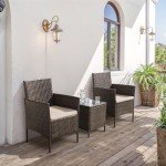 3-Piece Rattan Patio Furniture Set with Table