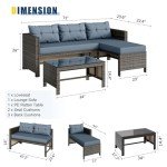 3-Piece All-Weather Patio Furniture Set with Cushions