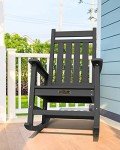 SERWALL Black HDPE Outdoor Rocking Chair Set