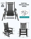 SERWALL Black HDPE Outdoor Rocking Chair Set