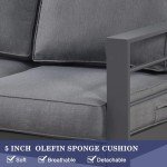 Dark Grey 7-Seat Aluminum Patio Furniture Set