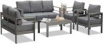 Dark Grey 7-Seat Aluminum Patio Furniture Set