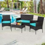 Modular 4-Piece Outdoor Wicker Furniture Set