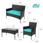 Modular 4-Piece Outdoor Wicker Furniture Set