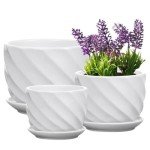 Set of 3 Modern White Ceramic Plant Pots