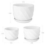 Set of 3 Modern White Ceramic Plant Pots