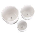 Set of 3 Modern White Ceramic Plant Pots