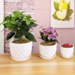 Set of 3 Modern White Ceramic Plant Pots