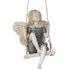 Summertime Fairy Swing Hanging Statue, 11 Inch