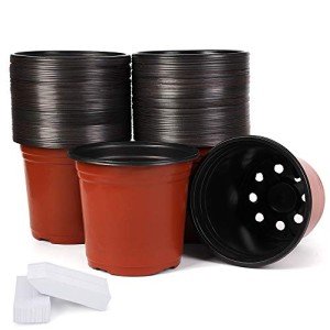 100-Pack 6-Inch Plastic Nursery Pots with Labels