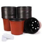 100-Pack 6-Inch Plastic Nursery Pots with Labels