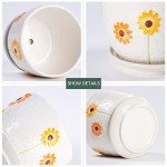 Set of 3 Ceramic Sunflower Plant Pots