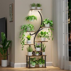 Tiered Indoor Plant Stand with Grow Lights