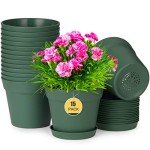15-Pack 6-Inch Flower Pots with Saucers - Green