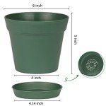 15-Pack 6-Inch Flower Pots with Saucers - Green