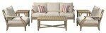 Beige Cushioned Eucalyptus Wood Lounge Chair