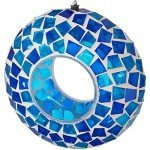 Blue Mosaic 6-Inch Glass Hanging Bird Feeder