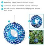 Blue Mosaic 6-Inch Glass Hanging Bird Feeder