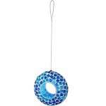 Blue Mosaic 6-Inch Glass Hanging Bird Feeder