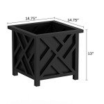Lattice Design Planter Box - 14.75-Inch Square