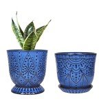Beaded Ceramic Planter Set of 2 - 6 Inch
