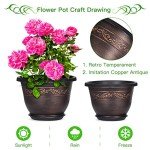 8-Inch Plastic Flower Planters with Drainage, 6-Pack