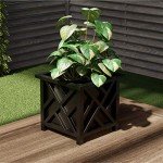Lattice Design Planter Box - 14.75-Inch Square