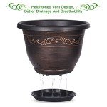 8-Inch Plastic Flower Planters with Drainage, 6-Pack