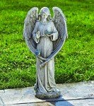 Angel with Two Birds Garden Statue, 20" H