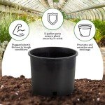 5 Gallon Wide Rim Garden Nursery Pots (Set of 5)