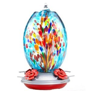 Blue Fireworks Hanging Hummingbird Feeder for Gardens