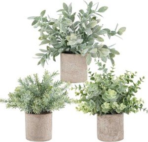 3 Pack Mini Artificial Eucalyptus Potted Plants