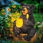 Cute Solar Bear Statue for Garden Decor