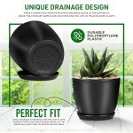 Stackable Plant Pots with Drainage Holes - 5 Pack