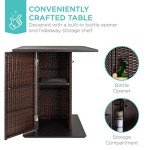 Outdoor Wicker Bar Set with Storage & Stools