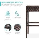 Outdoor Wicker Bar Set with Storage & Stools