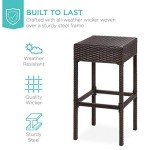 Outdoor Wicker Bar Set with Storage & Stools