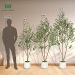 5FT Tall Faux Olive Tree with White Planter