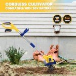 Cordless Electric Tiller for Dewalt 20V Battery